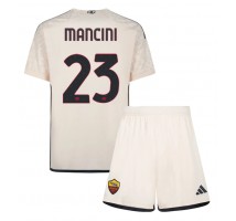 AS Roma Gianluca Mancini #23 Koszulka Wyjazdowa dzieci 2023-24 Krótki Rękaw (+ krótkie spodenki)