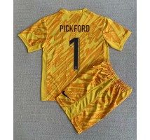 Anglia Jordan Pickford #1 Bramkarskie Koszulka Podstawowa dzieci ME 2024 Krótki Rękaw (+ krótkie spodenki)