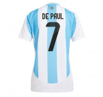 Argentyna Rodrigo De Paul #7 Koszulka Podstawowa damskie Copa America 2024 Krótki Rękaw
