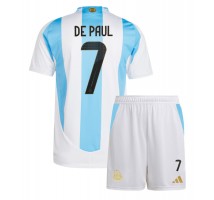 Argentyna Rodrigo De Paul #7 Koszulka Podstawowa dzieci Copa America 2024 Krótki Rękaw (+ krótkie spodenki)