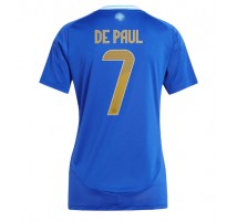 Argentyna Rodrigo De Paul #7 Koszulka Wyjazdowa damskie Copa America 2024 Krótki Rękaw