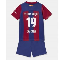 Barcelona Vitor Roque #19 Koszulka Podstawowa dzieci 2023-24 Krótki Rękaw (+ krótkie spodenki)