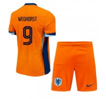 Holandia Wout Weghorst #9 Koszulka Podstawowa dzieci ME 2024 Krótki Rękaw (+ krótkie spodenki)