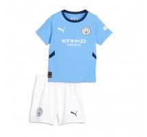 Manchester City Koszulka Podstawowa dzieci 2024-25 Krótki Rękaw (+ krótkie spodenki)