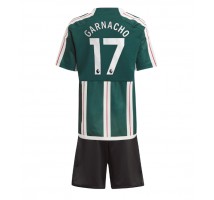 Manchester United Alejandro Garnacho #17 Koszulka Wyjazdowa dzieci 2023-24 Krótki Rękaw (+ krótkie spodenki)