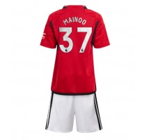 Manchester United Kobbie Mainoo #37 Koszulka Podstawowa dzieci 2023-24 Krótki Rękaw (+ krótkie spodenki)