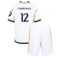 Real Madrid Eduardo Camavinga #12 Koszulka Podstawowa dzieci 2023-24 Krótki Rękaw (+ krótkie spodenki)