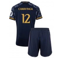 Real Madrid Eduardo Camavinga #12 Koszulka Wyjazdowa dzieci 2023-24 Krótki Rękaw (+ krótkie spodenki)