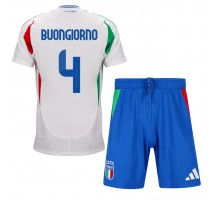 Włochy Alessandro Buongiorno #4 Koszulka Wyjazdowa dzieci ME 2024 Krótki Rękaw (+ krótkie spodenki)