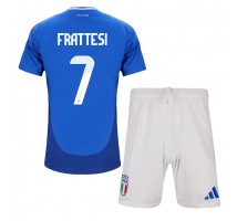 Włochy Davide Frattesi #7 Koszulka Podstawowa dzieci ME 2024 Krótki Rękaw (+ krótkie spodenki)