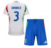 Włochy Federico Dimarco #3 Koszulka Wyjazdowa dzieci ME 2024 Krótki Rękaw (+ krótkie spodenki)