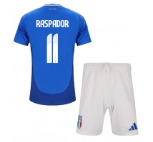 Włochy Giacomo Raspadori #11 Koszulka Podstawowa dzieci ME 2024 Krótki Rękaw (+ krótkie spodenki)
