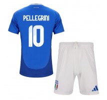 Włochy Lorenzo Pellegrini #10 Koszulka Podstawowa dzieci ME 2024 Krótki Rękaw (+ krótkie spodenki)