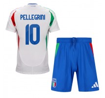 Włochy Lorenzo Pellegrini #10 Koszulka Wyjazdowa dzieci ME 2024 Krótki Rękaw (+ krótkie spodenki)