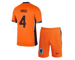 Holandia Virgil van Dijk #4 Koszulka Podstawowa dzieci ME 2024 Krótki Rękaw (+ krótkie spodenki)