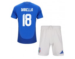 Włochy Nicolo Barella #18 Koszulka Podstawowa dzieci ME 2024 Krótki Rękaw (+ krótkie spodenki)
