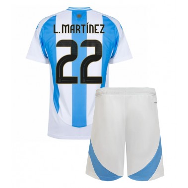 Argentyna Lautaro Martinez #22 Koszulka Podstawowa dzieci Copa America 2024 Krótki Rękaw (+ krótkie spodenki)