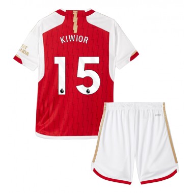 Arsenal Jakub Kiwior #15 Koszulka Podstawowa dzieci 2023-24 Krótki Rękaw (+ krótkie spodenki)