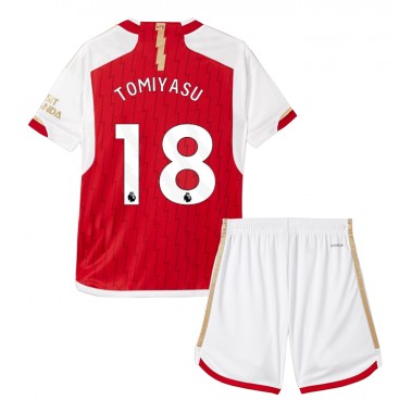 Arsenal Takehiro Tomiyasu #18 Koszulka Podstawowa dzieci 2023-24 Krótki Rękaw (+ krótkie spodenki)