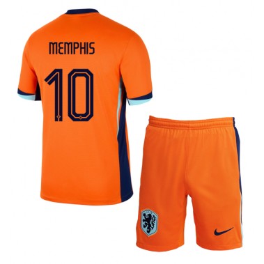 Holandia Memphis Depay #10 Koszulka Podstawowa dzieci ME 2024 Krótki Rękaw (+ krótkie spodenki)