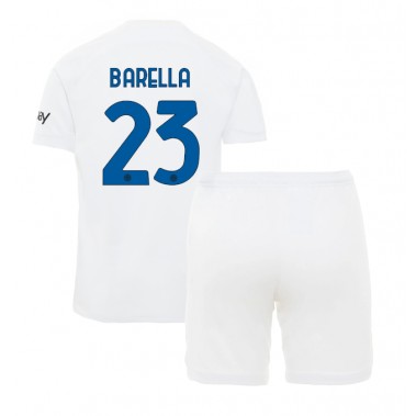 Inter Milan Nicolo Barella #23 Koszulka Wyjazdowa dzieci 2023-24 Krótki Rękaw (+ krótkie spodenki)