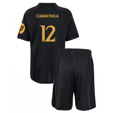 Real Madrid Eduardo Camavinga #12 Koszulka Trzecia dzieci 2023-24 Krótki Rękaw (+ krótkie spodenki)